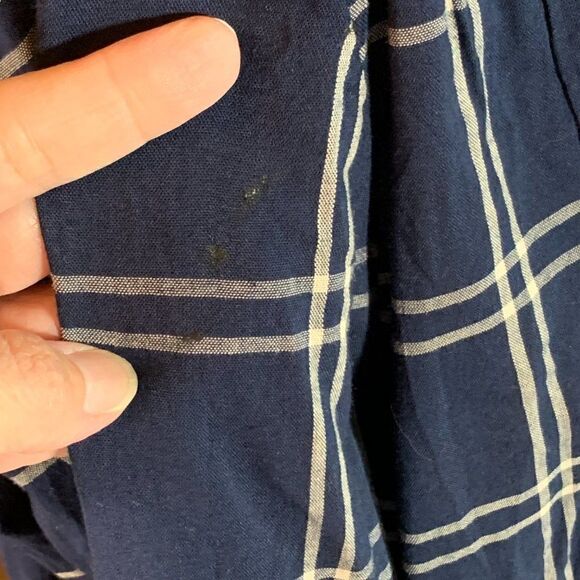 Nine West Jeans navy plaid 3/4 button down top XL - Picture 7 of 7